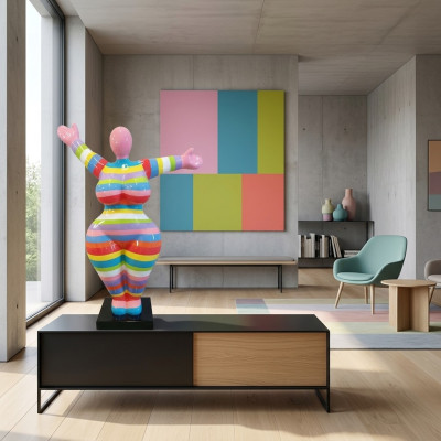 Moderne Wohnzimmer Dekoration Statue Figuren Skulpturen Abstrakt 85cm Bunte Deko