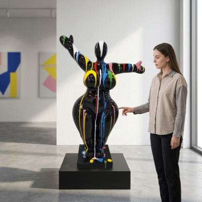 Moderne Wohnzimmer Dekoration Statue Skulpturen Abstrakt 85cm Bunte Deko Figuren