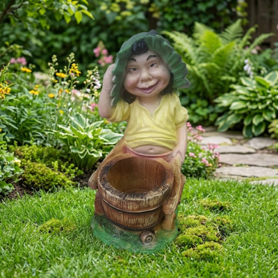 Hässlige Garten Gnom Figur Ganze 48cm zum Verunstalten des eigenen Gartens Neu