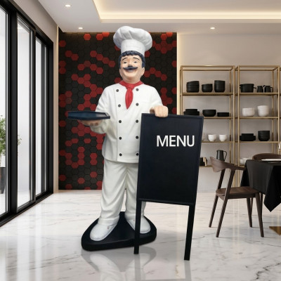 Koch Figur Statue Skulptur Werbefigur Menütafel Werbeaufsteller Restaurant Neu