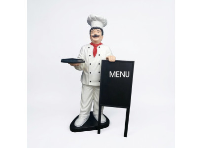 Koch Figur Statue Skulptur Werbefigur Menütafel Werbeaufsteller Restaurant Neu