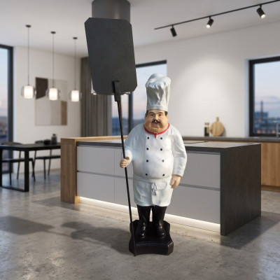Werbefigur Koch Figur Statue Skulptur Menue Tafel Werbeaufsteller Speisekarte