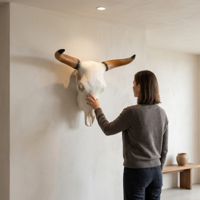 Bullenschädel Stierkopf Wand Skulpturen Höhe 64 cm Deko Figur Wand Dekoration