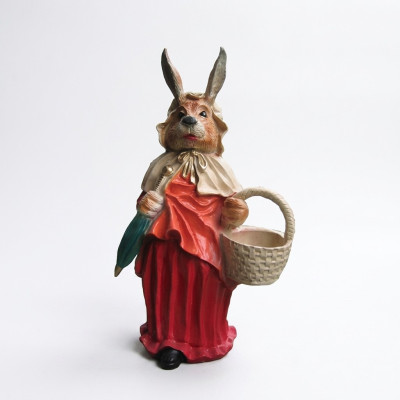 Wolf Rotkäppchen Figur Osterhasen Kleid Wolf Transe Garten Figur Statue 71cm Neu
