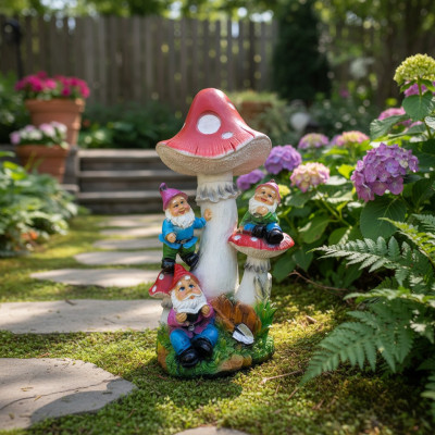 Skulptur Pilz Haus Statue Garten Figuren 51cm Statuen Skulpturen Figur Neu M37