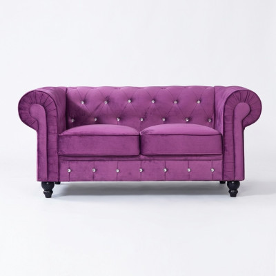 Klassische Leder Couch - Lila Chesterfield Stoff Sofa 2 Sitzer Neu jvmoebel ®