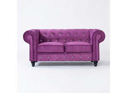 Klassische Leder Couch - Lila Chesterfield Stoff Sofa 2 Sitzer Neu jvmoebel ®