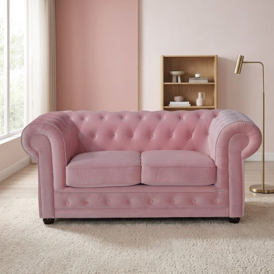 Rosa Chesterfield Sofa Couch Polster Stoff Leder Couchen Polster Garnitur Neu