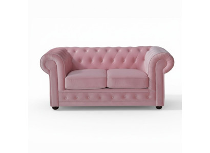 Rosa Chesterfield Sofa Couch Polster Stoff Leder Couchen Polster Garnitur Neu