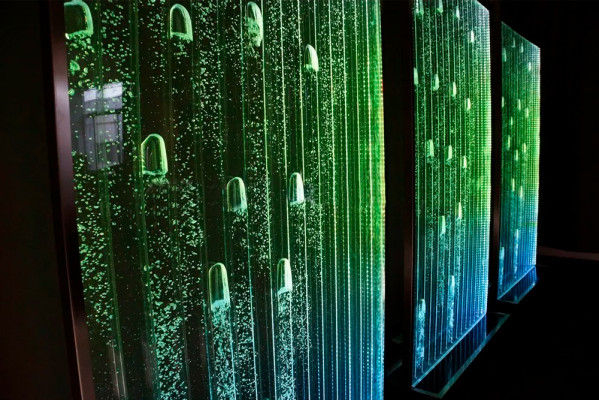 Wandpaneel mit Wasserblasen LED Dekorative Wasserwand Designer Wasser Wand