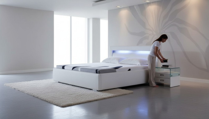Bett Betten Polster Doppel Ehe Hotel Luxus Leder Moderne Designer Schlafzimmer