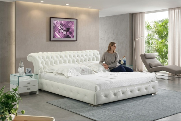Polsterbett Doppelbett Designer Bett Ehebett Schlafzimmer Lederbett Neu Betten