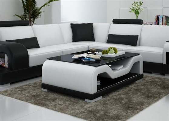 Schwarzer Couchtisch Glastisch Sofa Beistell Moderner Tisch Gepolsterte