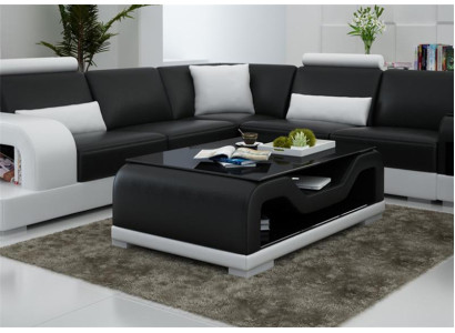 Schwarzer Couchtisch Glastisch Sofa Beistell Moderner Tisch Gepolsterte