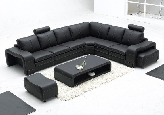 Designer Sofa Couch Ecksofa mit Hocker Polster Garnitur Wohnlandschaft