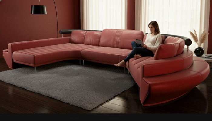 Runde Couch Sofa Polster Rundsofas Wohnlandschaft Ecksofa Eckgarnitur