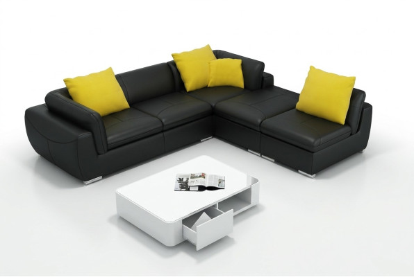 Ledersofa L-Form Couch Wohnlandschaft Ecksofa Garnitur Dekor Design Modern