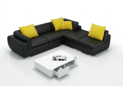 Ledersofa L-Form Couch Wohnlandschaft Ecksofa Garnitur Dekor Design Modern