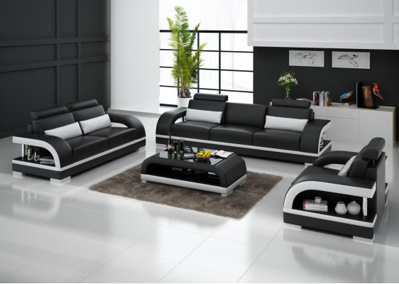 Ledersofa Couch Sofagarnitur 3+1+1 Sitzer Garnituren Design Modern Sofa