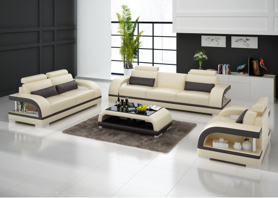 Ledersofa Couch Sofagarnitur 3+1+1 Sitzer Garnituren Design Modern Sofa