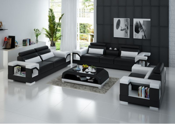Ledersofa Couch Sofagarnituren 3+1+1 Sitzer Garnitur Design Modern Sofa