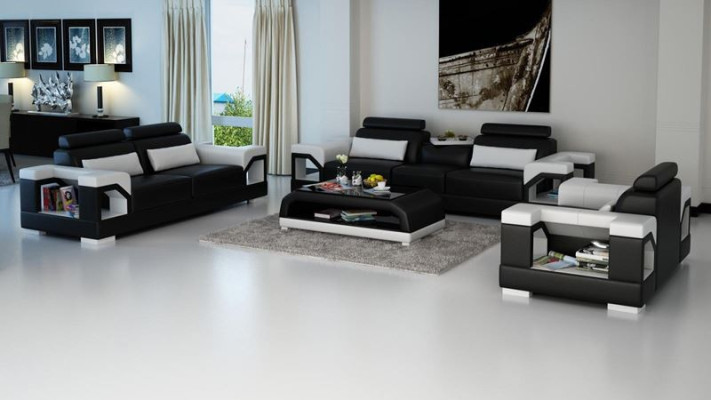 Ledersofa Couch Sofagarnituren 3+1+1 Sitzer Garnitur Design Modern Sofa