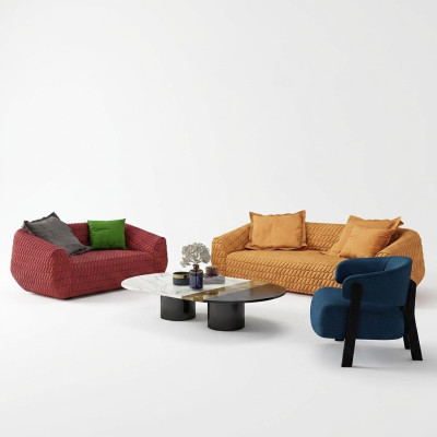Luxus Textil Sofa Design Couch Sofagarnitur 3+1+1 Sitzer Garnitur Wohnzimmer neu