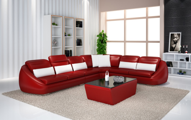Designer Sofa Couch Ecksofa mit Hocker Wohnlandschaft Garnitur Polster