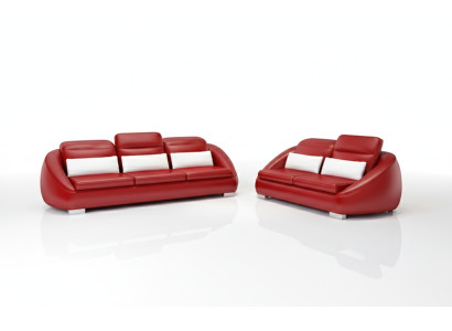 Luxus Möbel Sofagarnitur Couch Sofa Polster 3+2 Rote Sitzpolster Gruppe