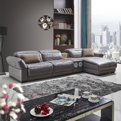 Luxus Ecksofa Leder Couch Polster Garnitur Soundsystem Multifunktion