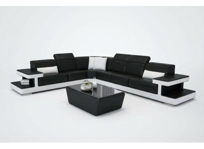 Ledersofa L-Form Couch Wohnlandschaft Dekor Ecksofa Garnitur Design Modern