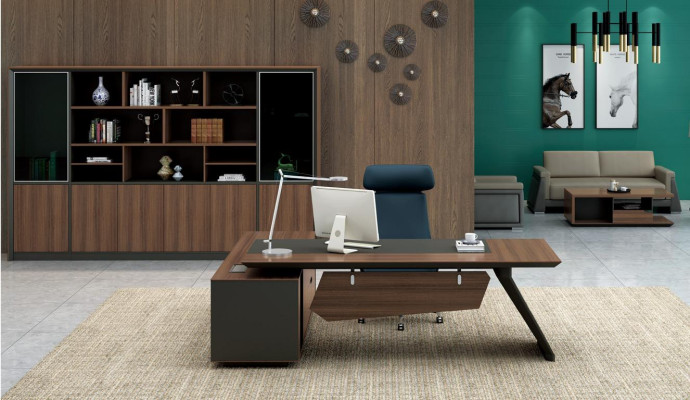 Schreibtisch Büroeinrichtung 2tlg. Set Tische Regal Chef Tisch + Aktenschrank