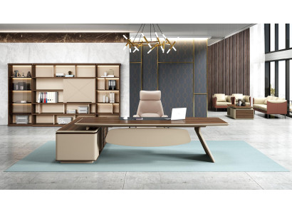 Büroeinrichtung 2tlg. Set Chef Tisch Aktenschrank Schreibtisch Tische Regal