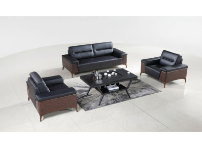 Design Sofagarnitur 3+1+1 Sitzer Leder Couch Polster Sofas Büroeinrichtung Neu