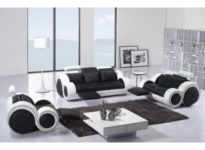 Ledersofa Couch Sofagarnitur Neu 3+2 Sitzer Garnitur Design Modern Sofa