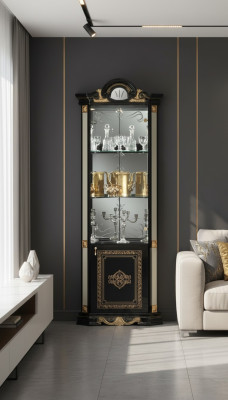 Klassische Vitrine Schrank Wohnzimmer Vitrinenschrank Vitrinen Italien Möbel Neu