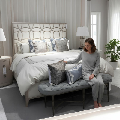 Bett Klassisch Polsterbett Luxus Doppel Schlafzimmer Holz Textil Betten 180x200