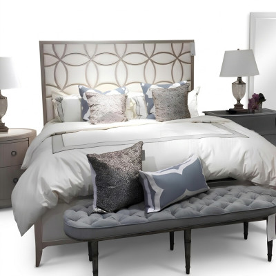 Bett Klassisch Polsterbett Luxus Doppel Schlafzimmer Holz Textil Betten 180x200