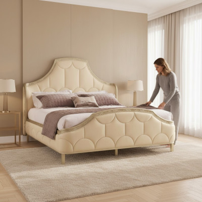 Bett Polster Design Luxus Doppel Hotel Betten Schlaf Zimmer Holz Neu 180x200cm