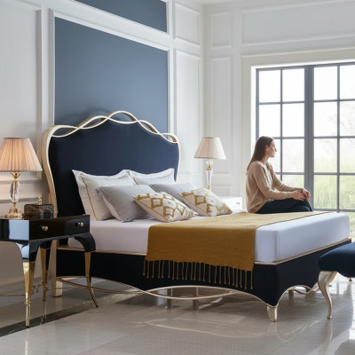 Design Textil Bett Ehe Modernes Hotel Gestell Luxus Schlaf Zimmer Doppel