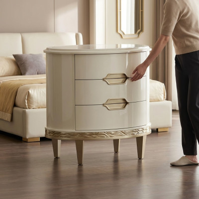 Nachttisch Tische Konsolen Schlaf Konsole Zimmer Kommode Beistell Holz Oval Neu