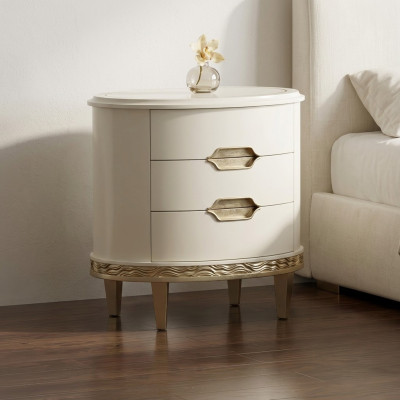 Nachttisch Tische Konsolen Schlaf Konsole Zimmer Kommode Beistell Holz Oval Neu