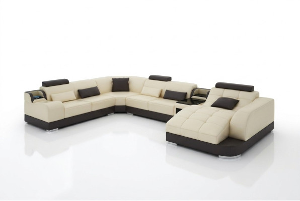 Ledersofa Designer Sofa U Form Wohnlandschaft Couch Polster Ecksofa