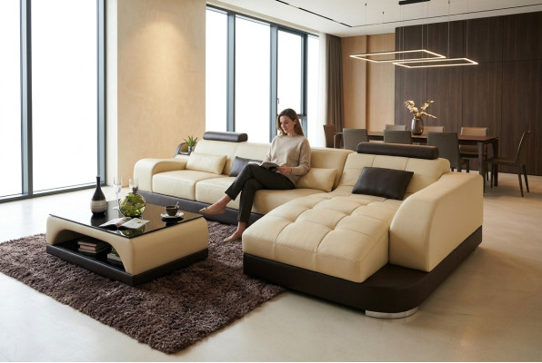 Ecksofa L Form Stoff Couch Wohnlandschaft Garnitur Design Modern Sofa