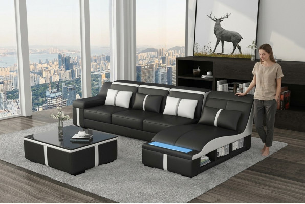 LForm Leder Wohnlandschaft Couch Polster Sitz Ecksofa Sofa Große