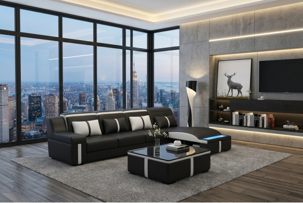 LForm Leder Wohnlandschaft Couch Polster Sitz Ecksofa Sofa Große