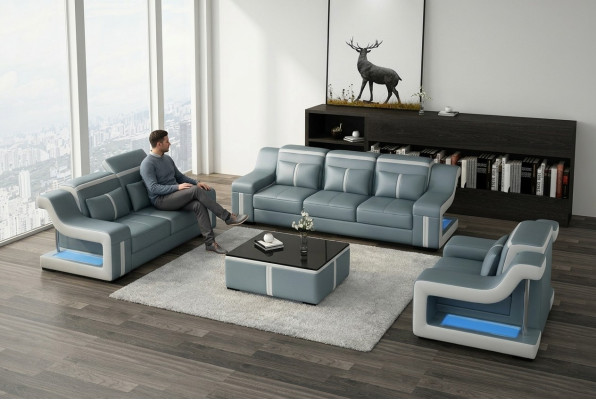 Moderne Sofagarnitur Couch Sofa Garnituren Gruppe 321 Sitzer Ledersofa