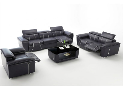 Luxus Sofagarnitur 2x 3 Sitzer mit Möbel Couch Ledersofa Textil Gruppe
