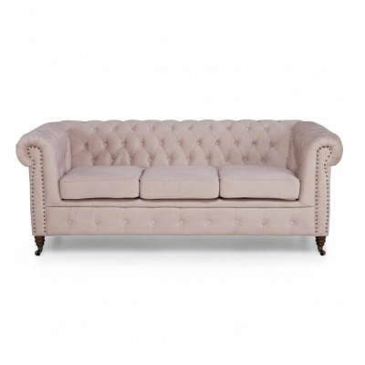 Klassische Chesterfield Möbel 3 Sitzer Couch Textil Stoff Sofa Edles Design Neu