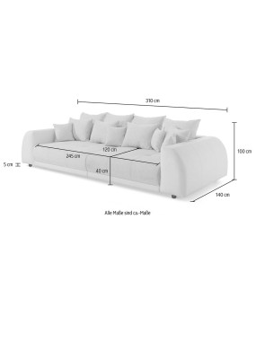 Sofa Couch 310cm Polster Sofas 5 Sitzer Textil big xxl Wohnzimmer Couchen